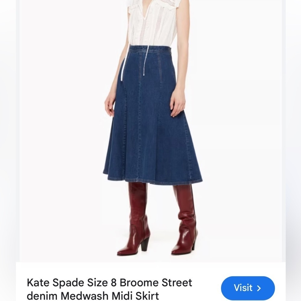 Kate Spade Broome Street Blue Midi Skirt - Picture 3 of 11